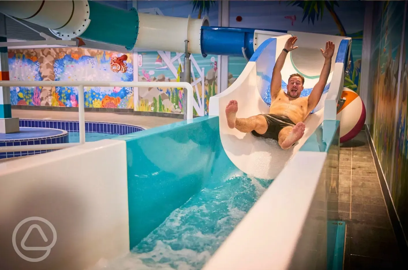 Indoor swimming pool and flumes