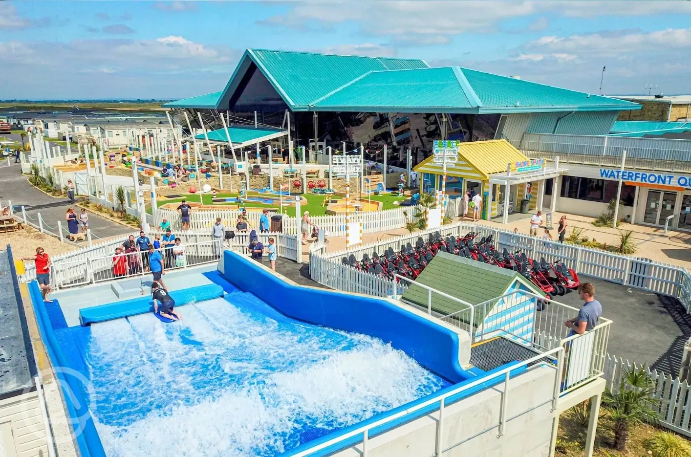 Outdoor activities including the Wave Rider and Dino Cars