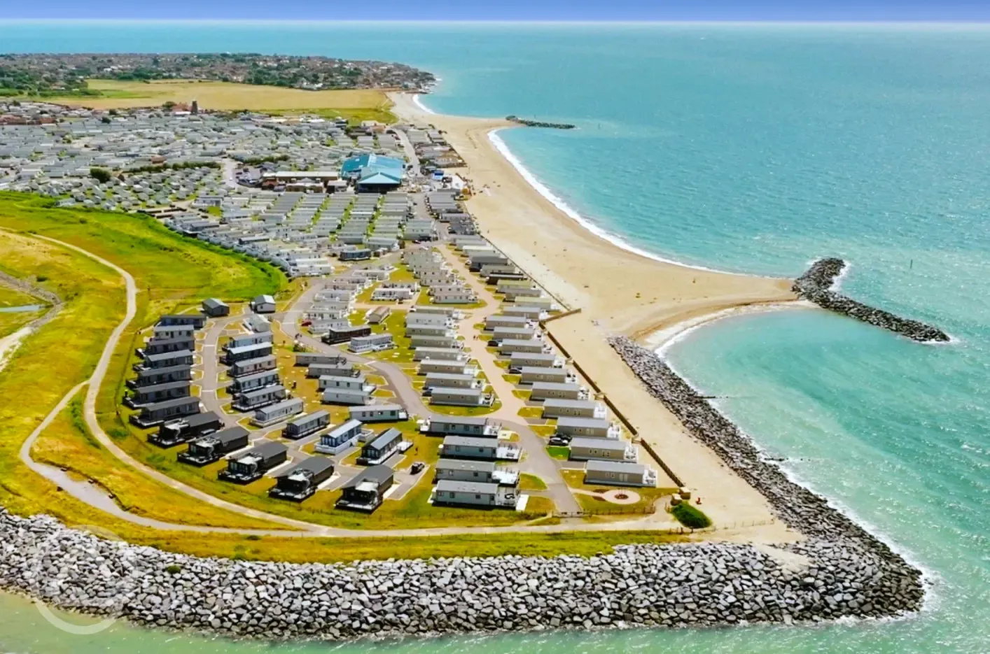 Aerial of the holiday park and coast