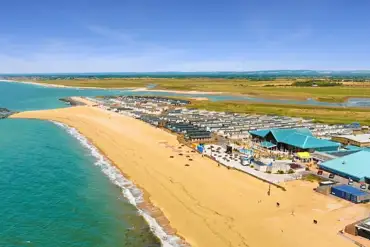 Aerial of the holiday park and coast