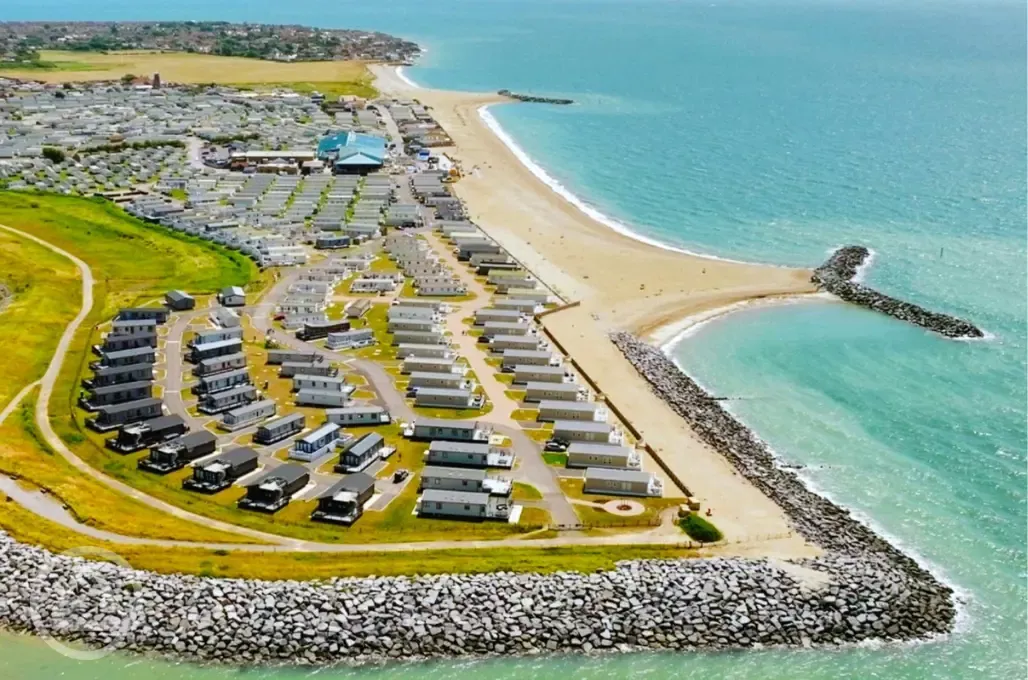 Aerial of the holiday park and coast