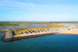 Aerial of the holiday park and coast
