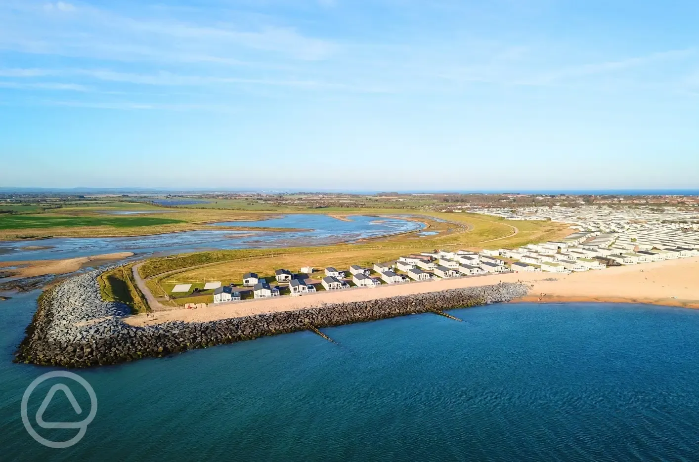 Aerial of the holiday park and coast