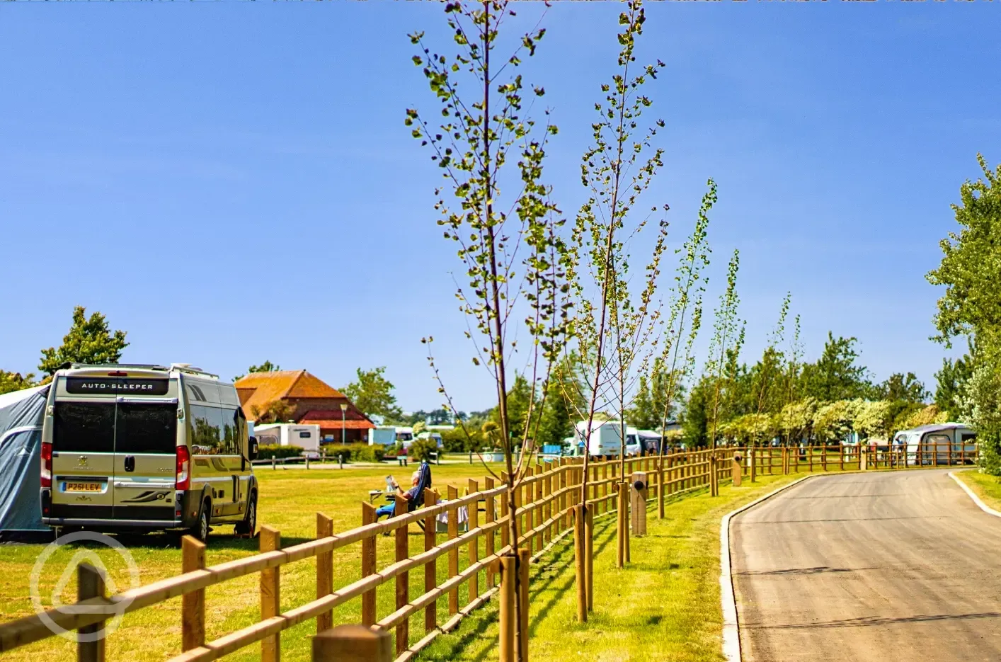 Camping field with roads leading around the holiday park
