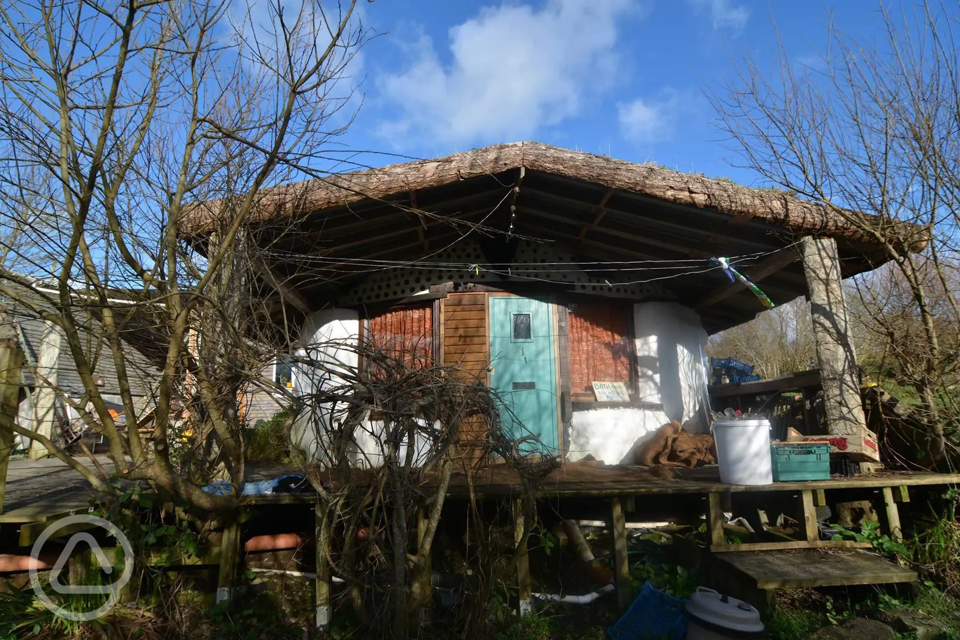Earthship solar powered bath house