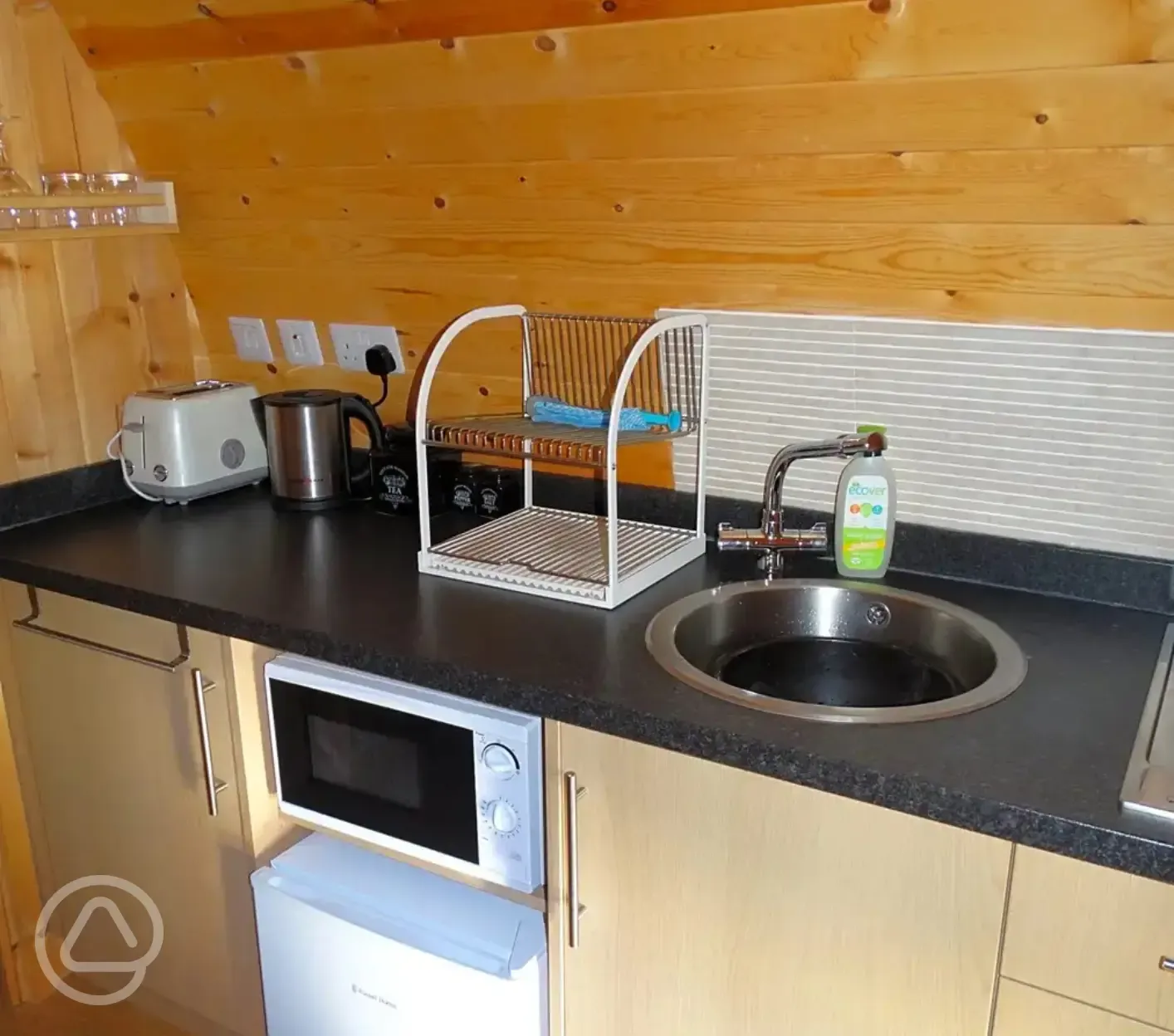 Wee Lodge glamping pod kitchen