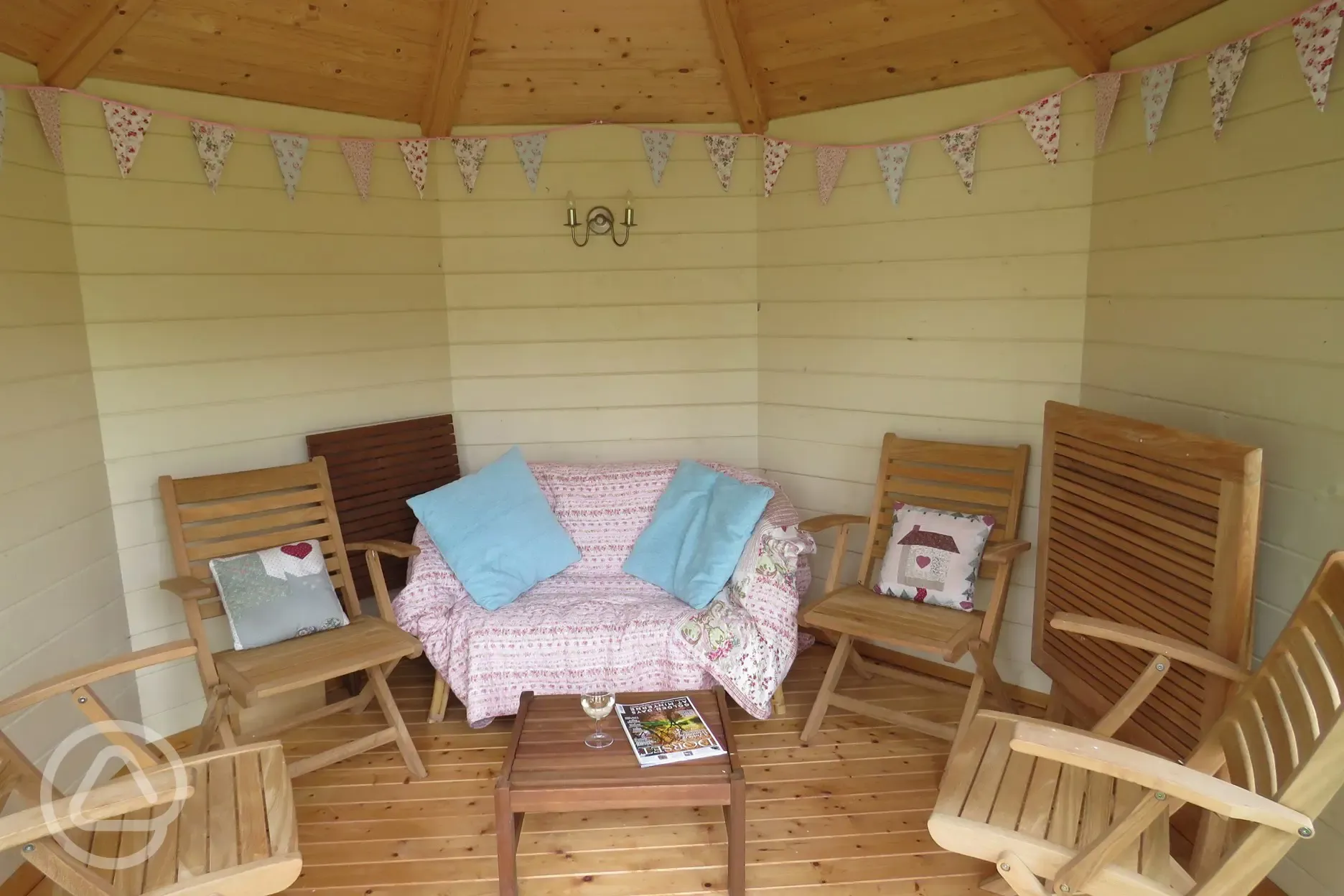 Our summer house is a great space to relax when the children are tucked up in bed