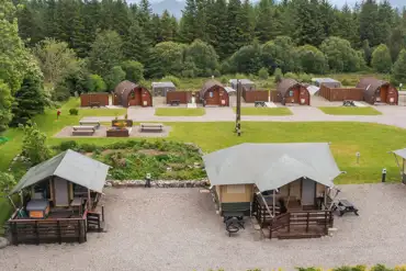 Aerial of the glamping accommodation