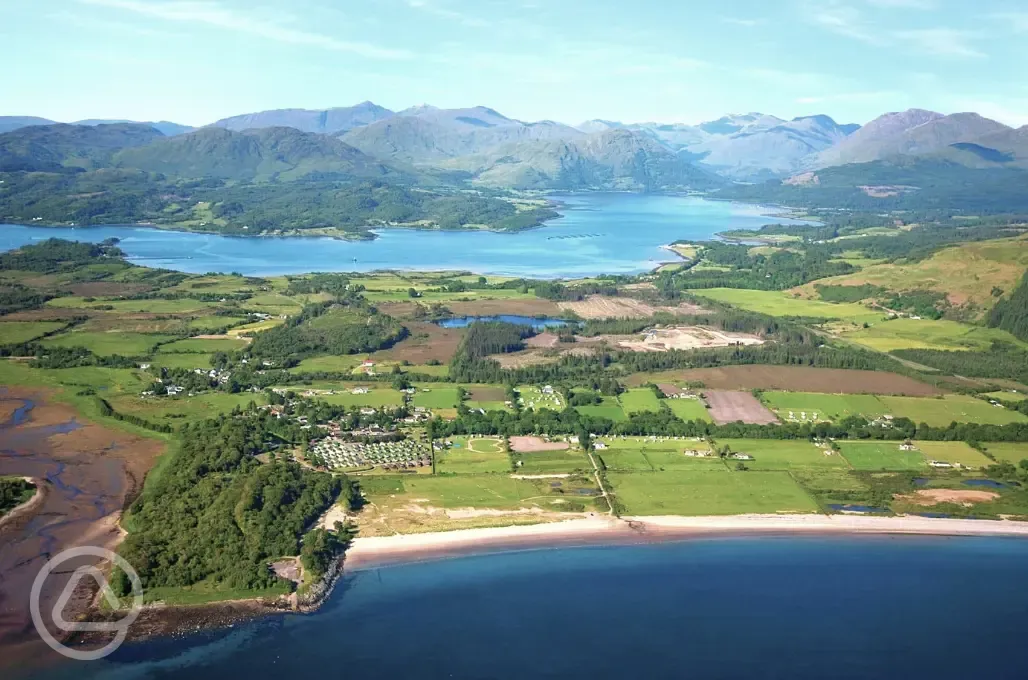 Aerial of the site and beach