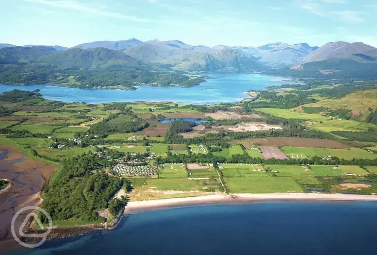 Aerial of the site and beach
