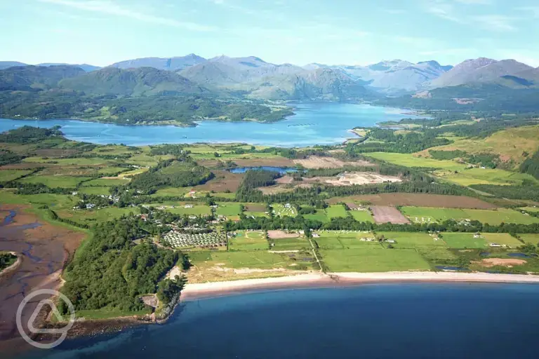 Aerial of the site and beach