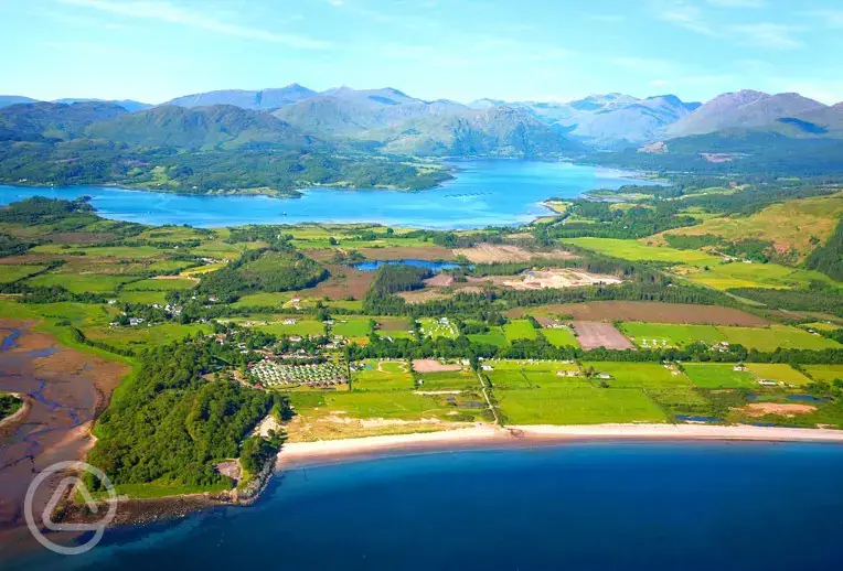 Aerial of the site and beach