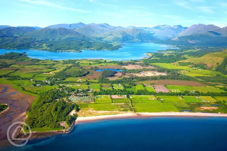 Aerial of the site and beach