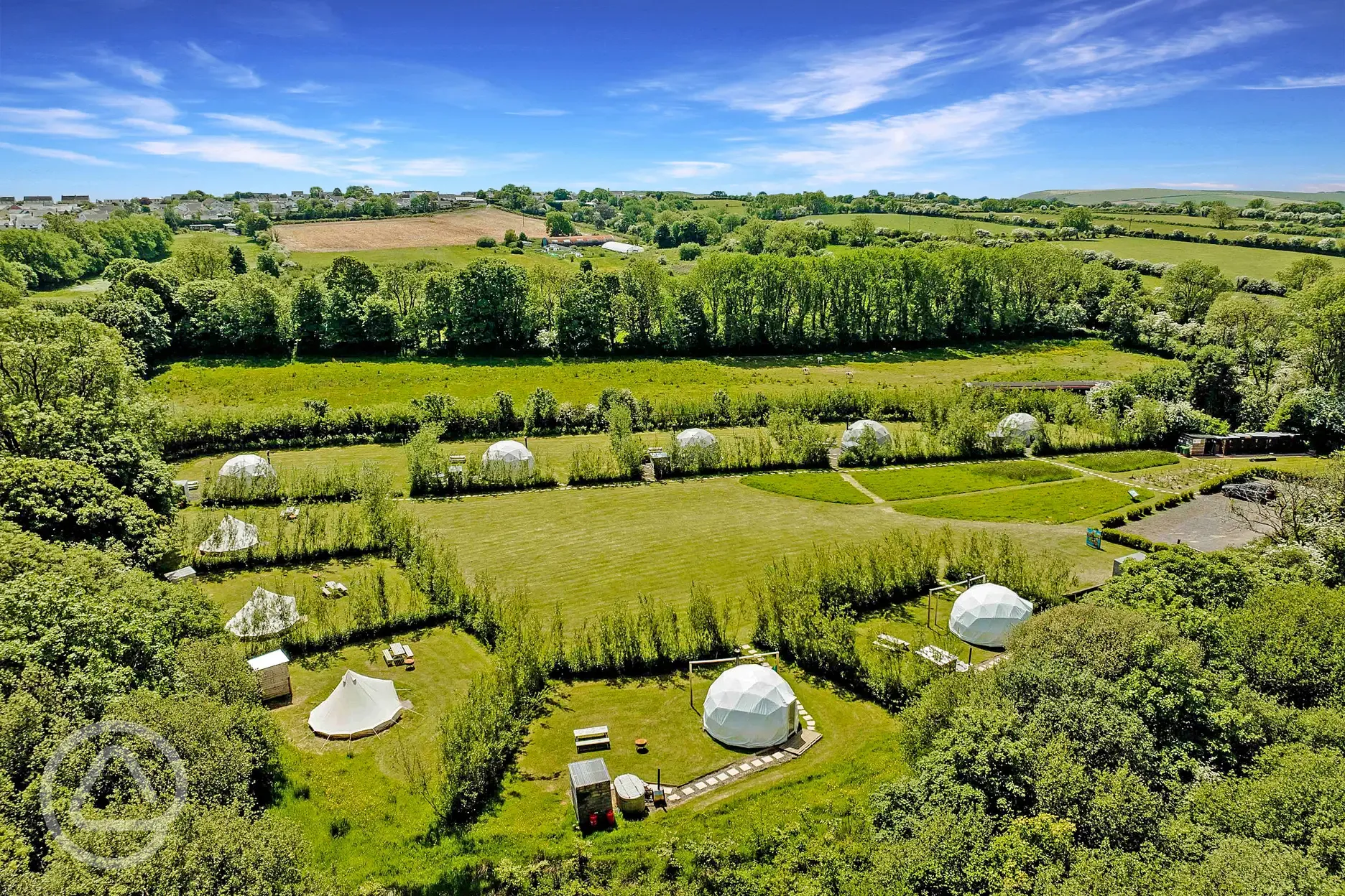 Aerial of gedomes