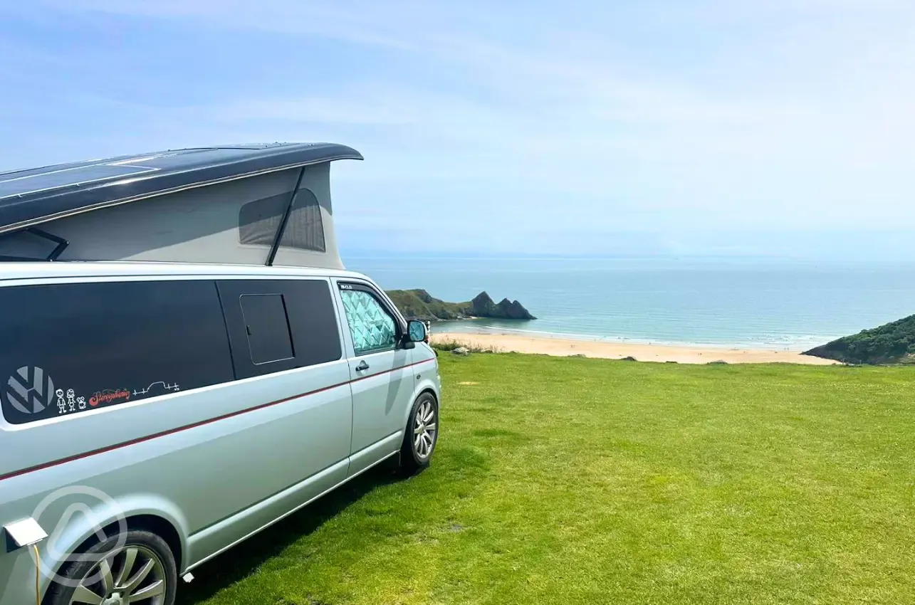 Full sea view grass camping pitches