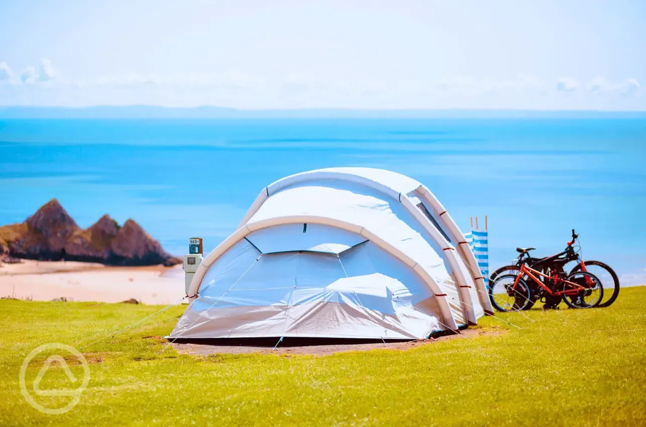 Full sea view grass camping pitches