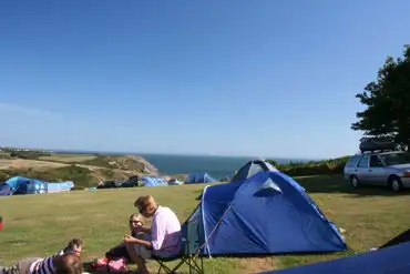 Tent camping at Three Cliffs Bay Holiday Park