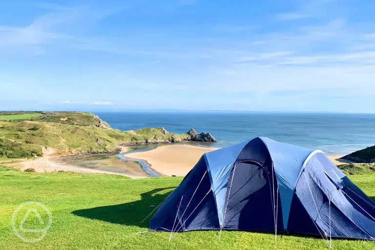 Sea view grass camping pitches
