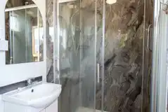 Modern power shower and hand basin