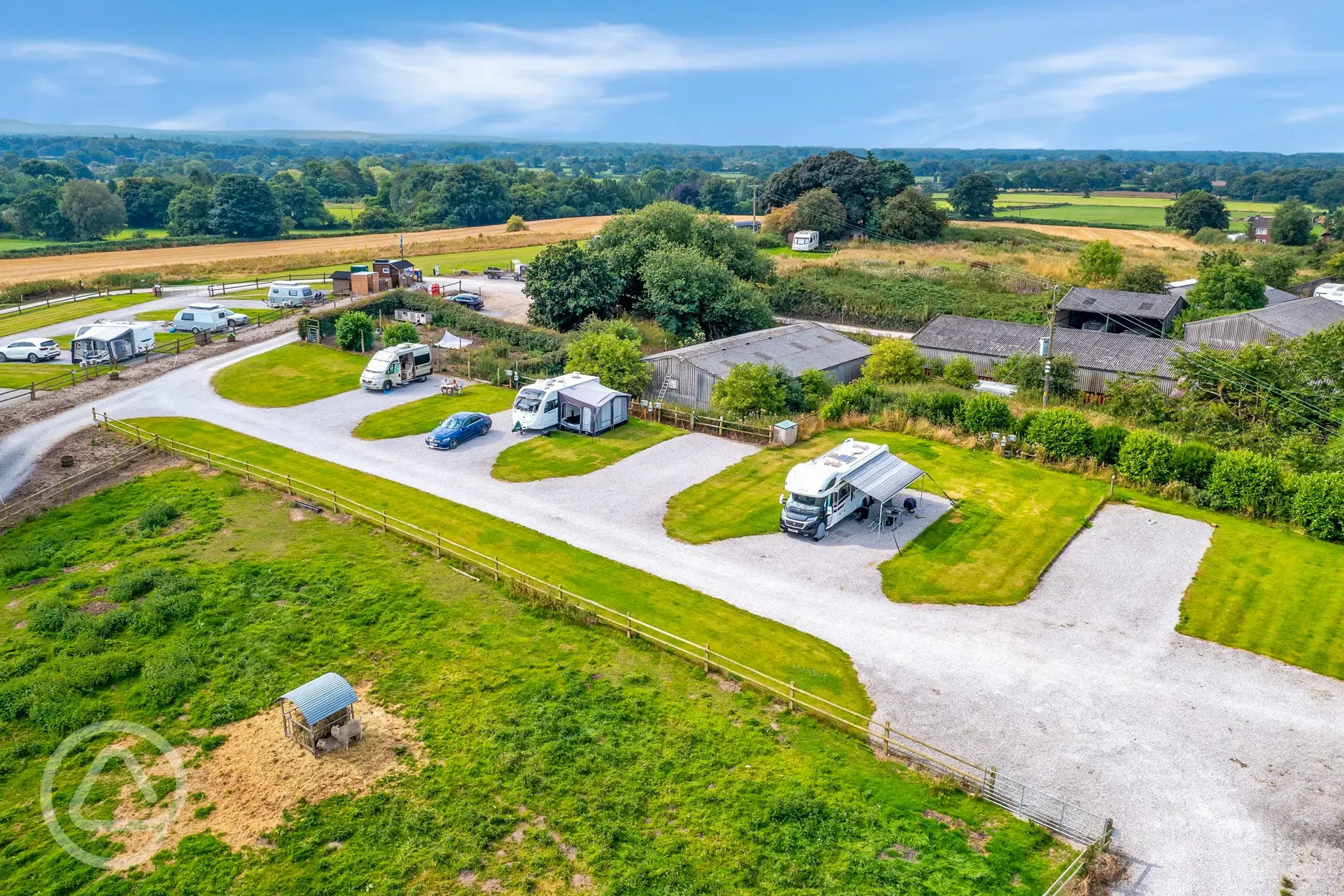 Aerial of the fully serviced hardstanding pitches