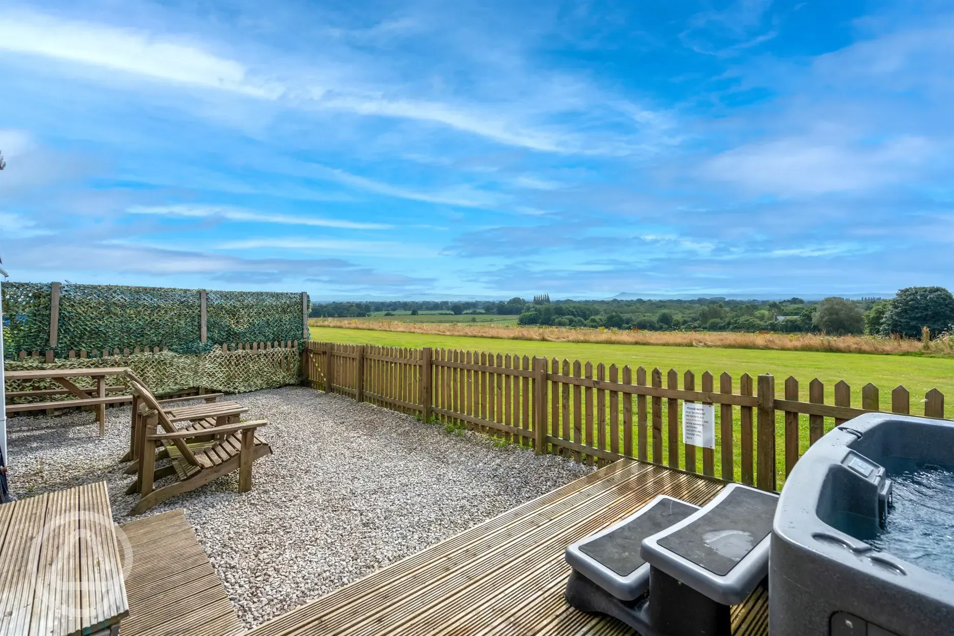 View from the hut with hot tub