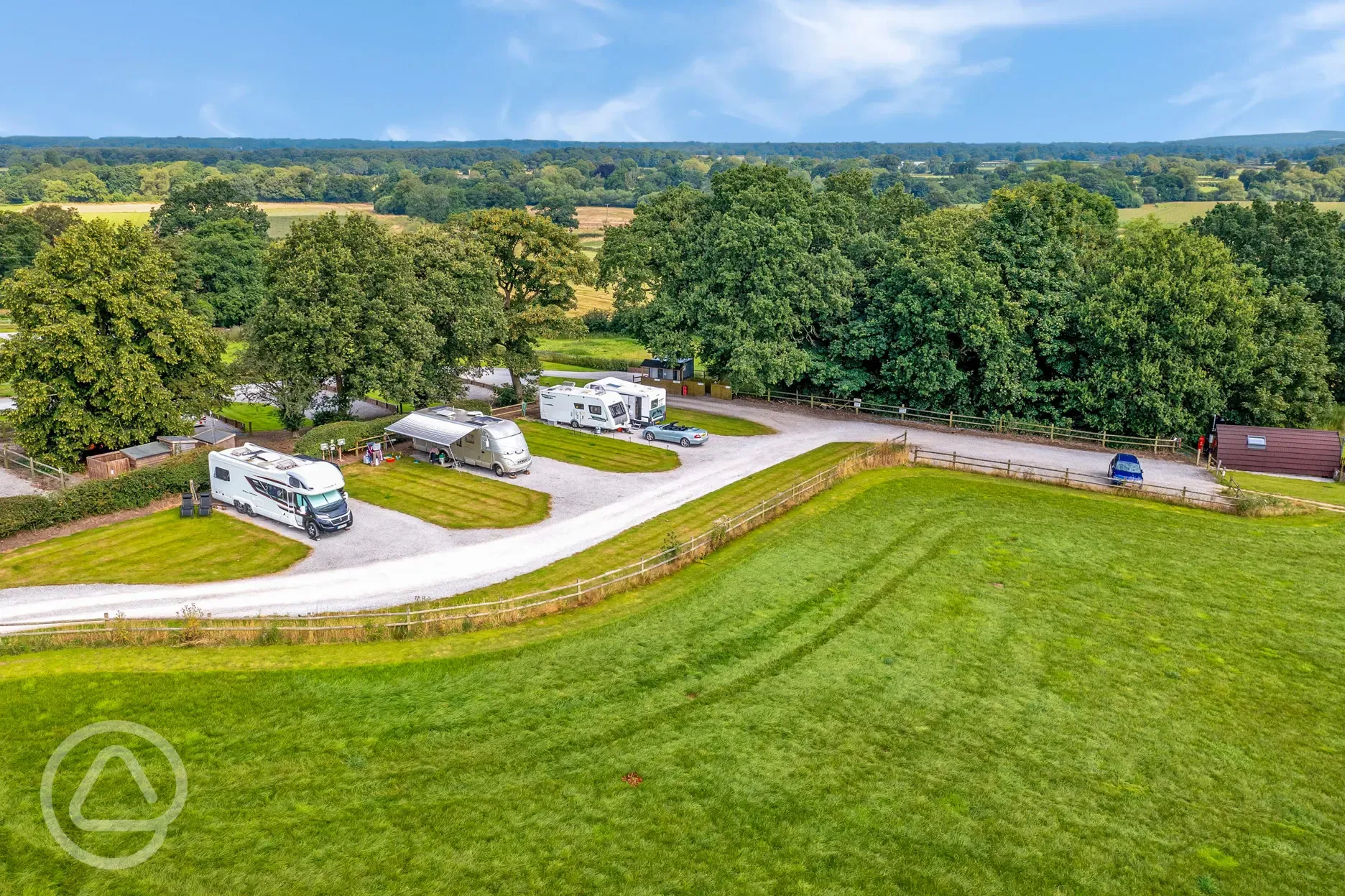 Aerial of the fully serviced hardstanding pitches