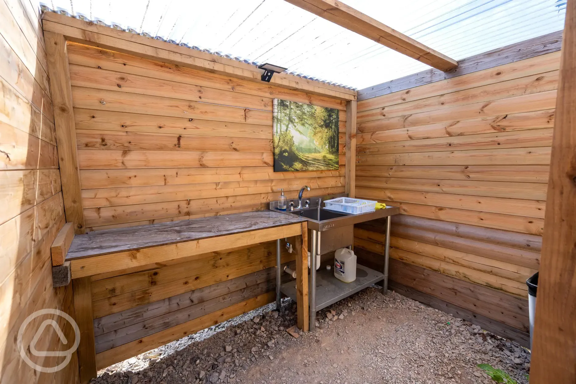 Washing up area for the fully serviced hardstanding pitches