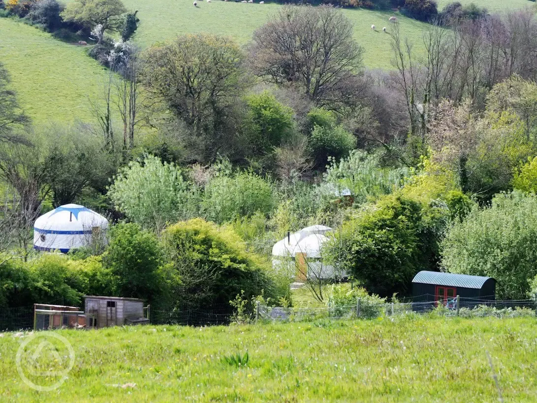Escape to our peaceful yurts in a hidden valley