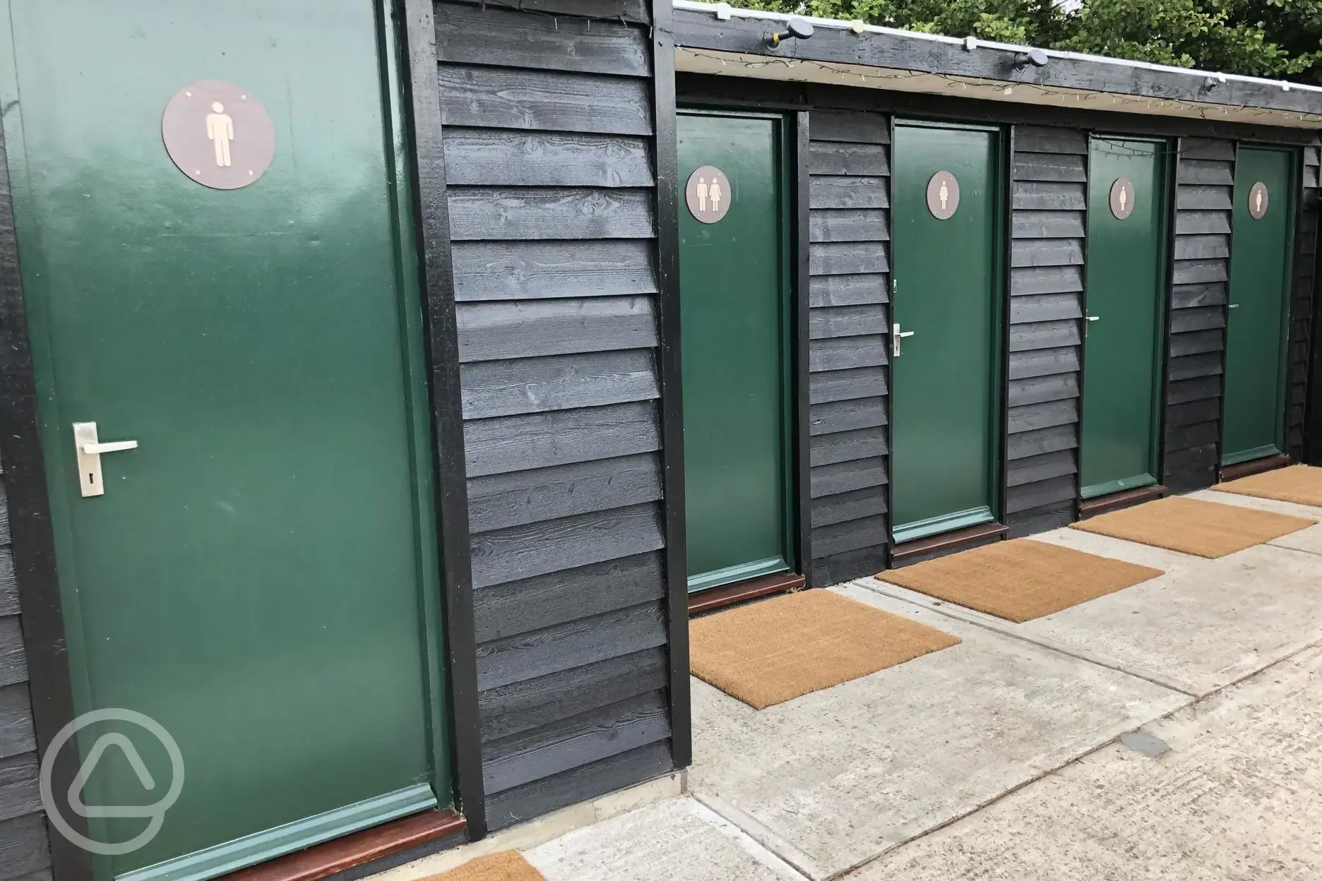 Toilet block and portable toilets on site