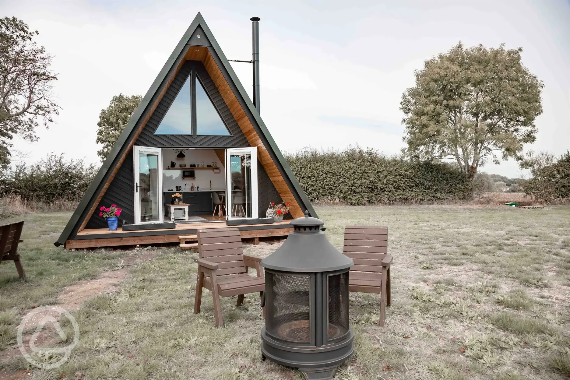 Self designed and built by the owners the beautifully A-frame cabin is for 4 
