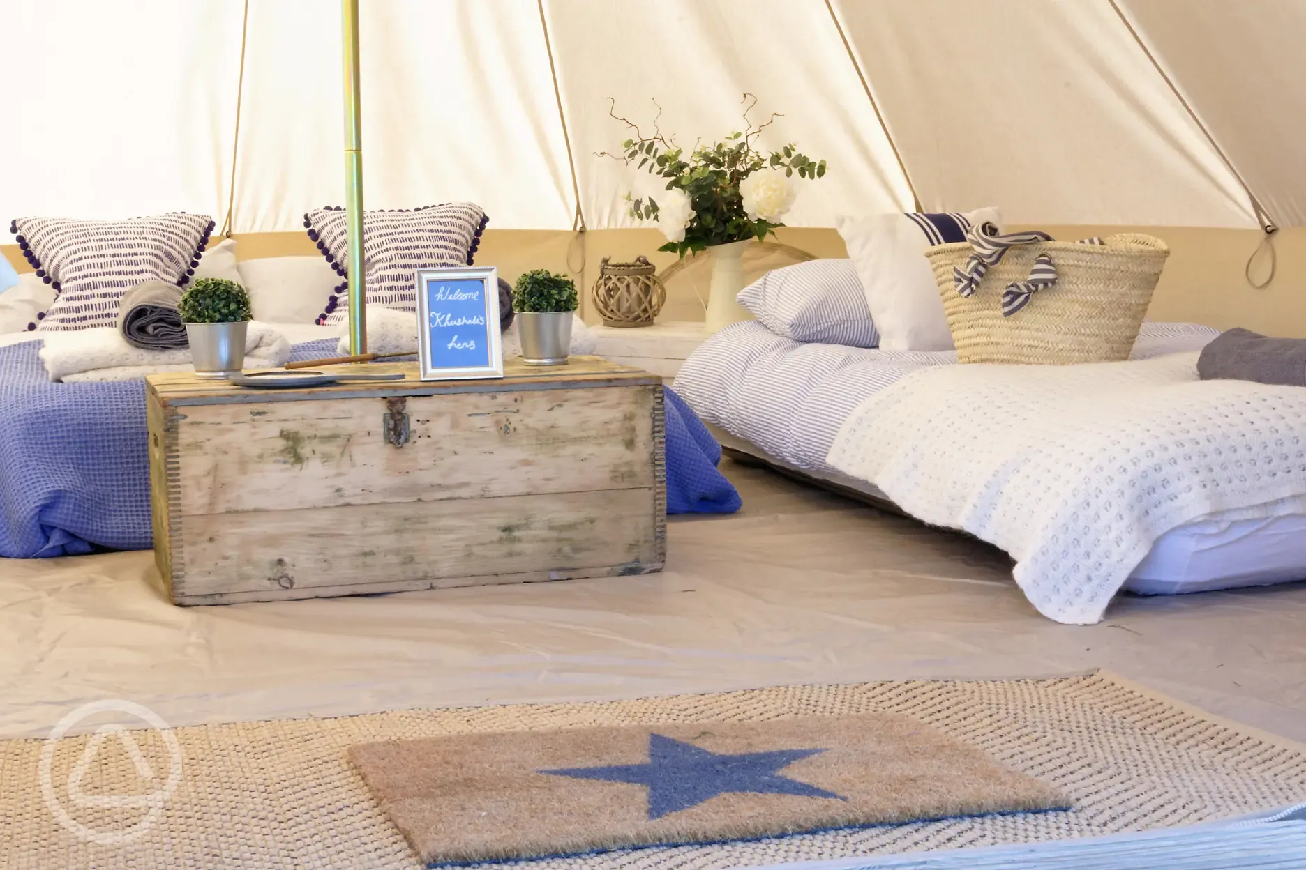 Our stylish bell tents are open April- September 
