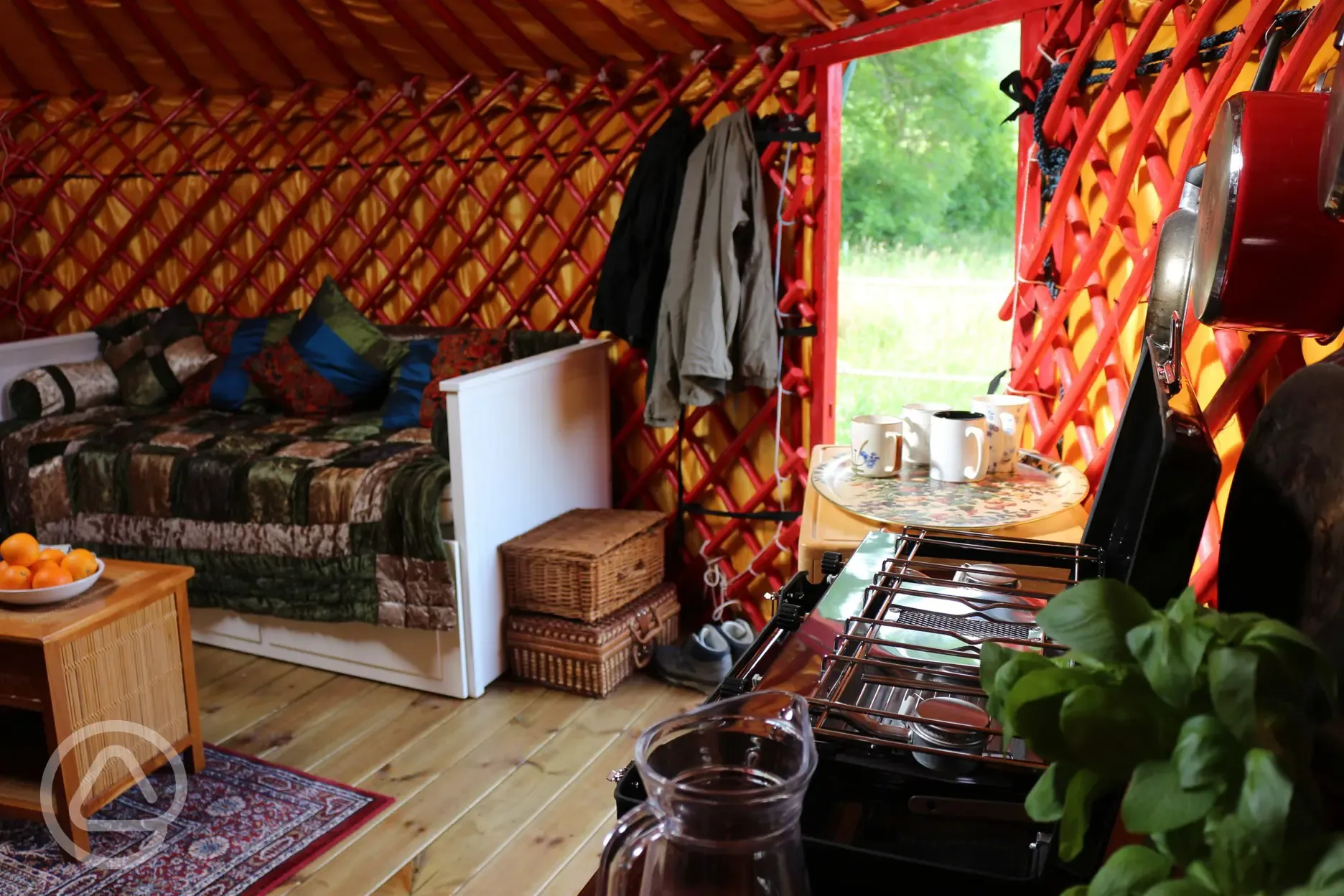 The yurt interior 