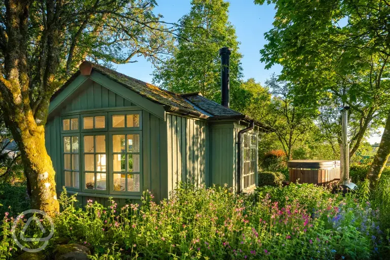 Summer Howf glamping cabin with optional wood-fired hot tub