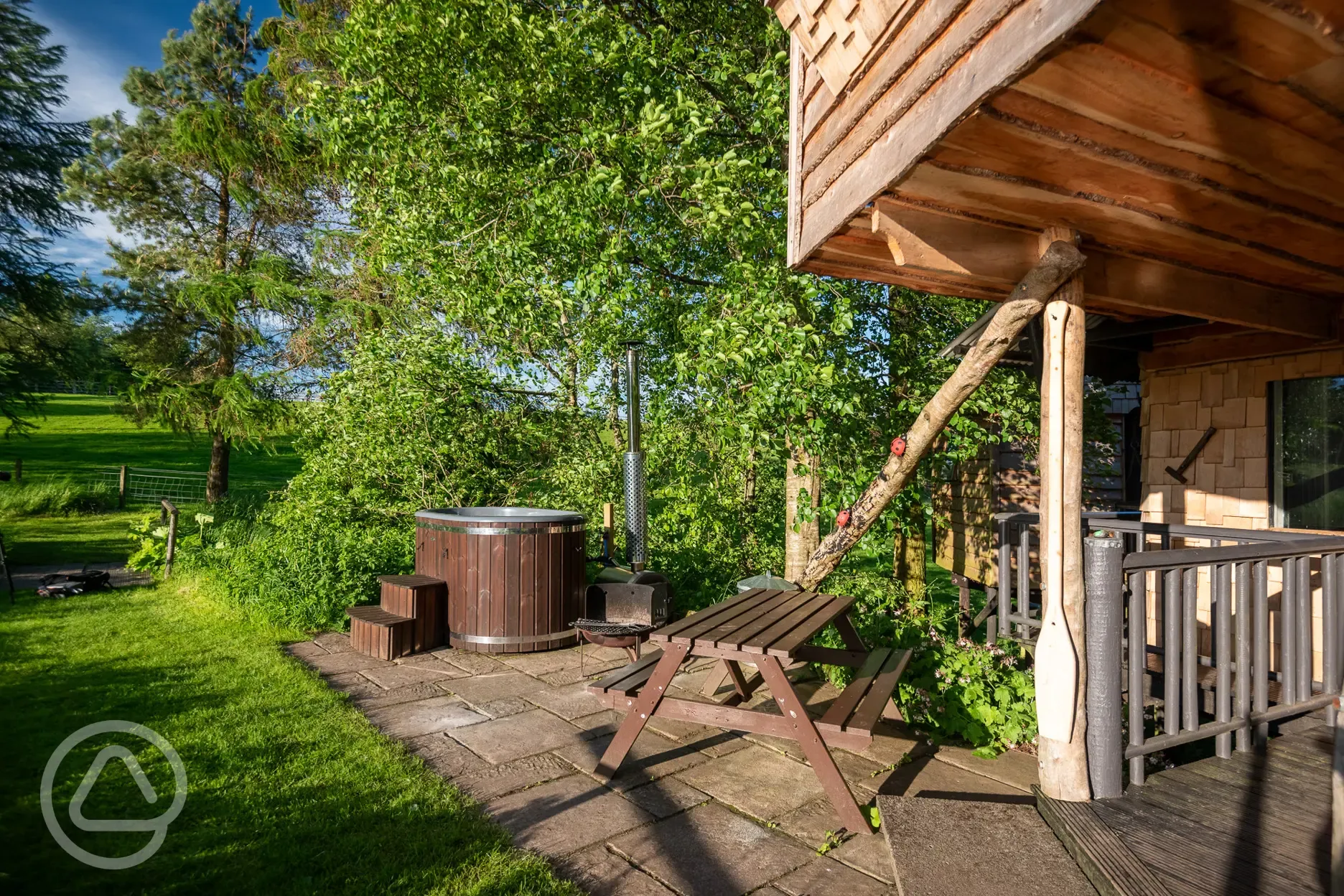 Wee Tree Howf Treehouse with an optional wood-fired hot tub