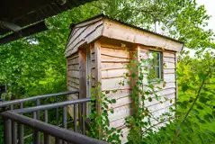 Wee Tree Howf Treehouse private shower and compost toilet in adjacent cabin