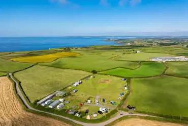 Aerial of Dropped Anchor Sea View Camping towards the coast