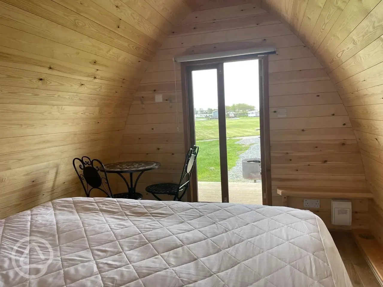 Camping pod (two person) king size bed frame and mattress