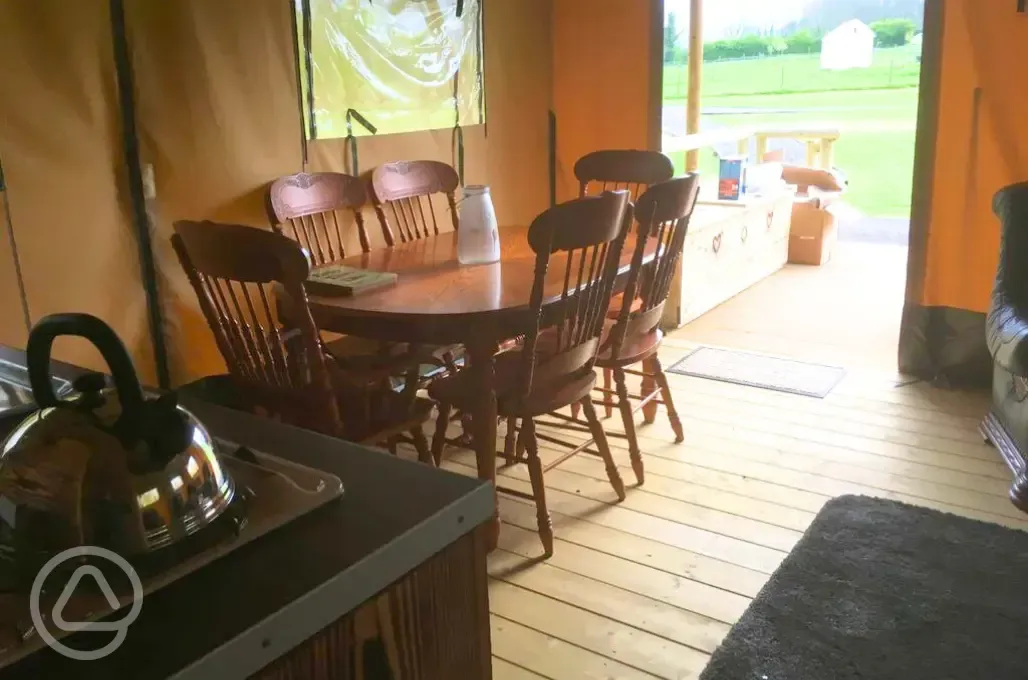 Safari tent dining area