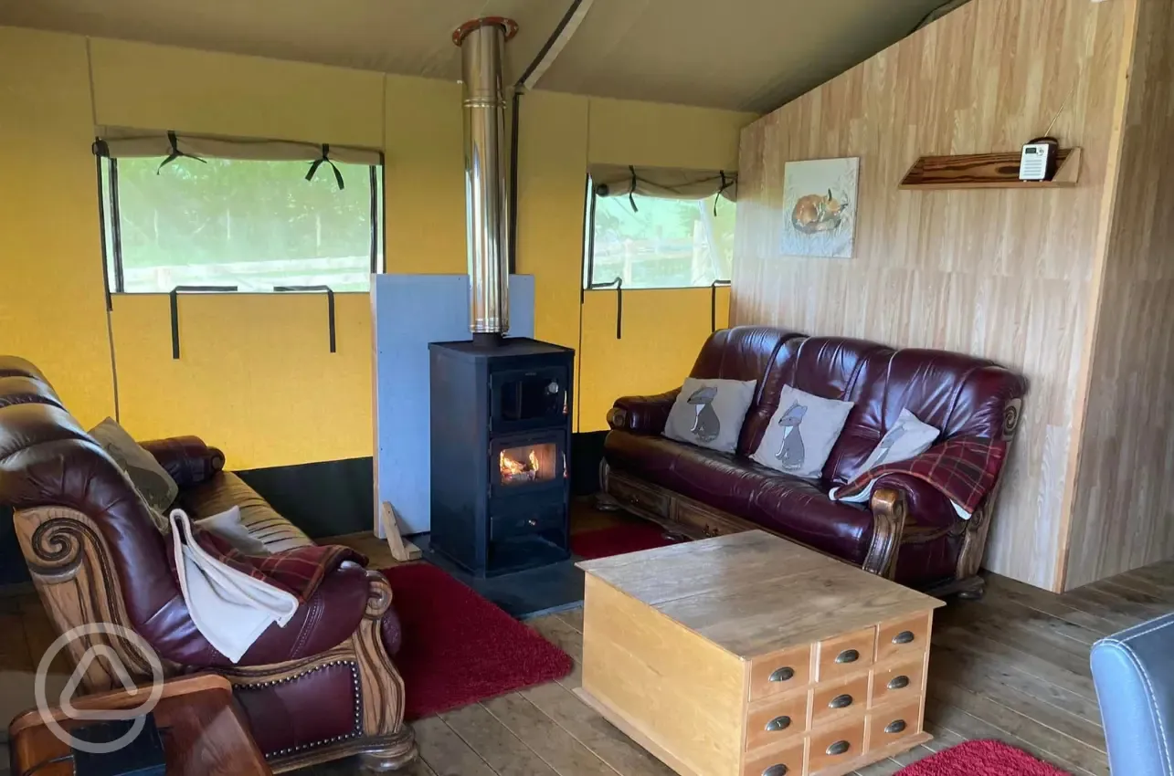 Safari tent living area