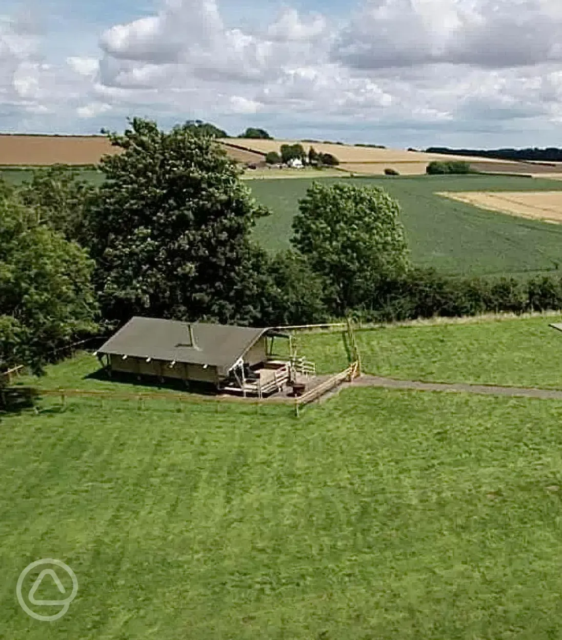 Aerial of a safari tent