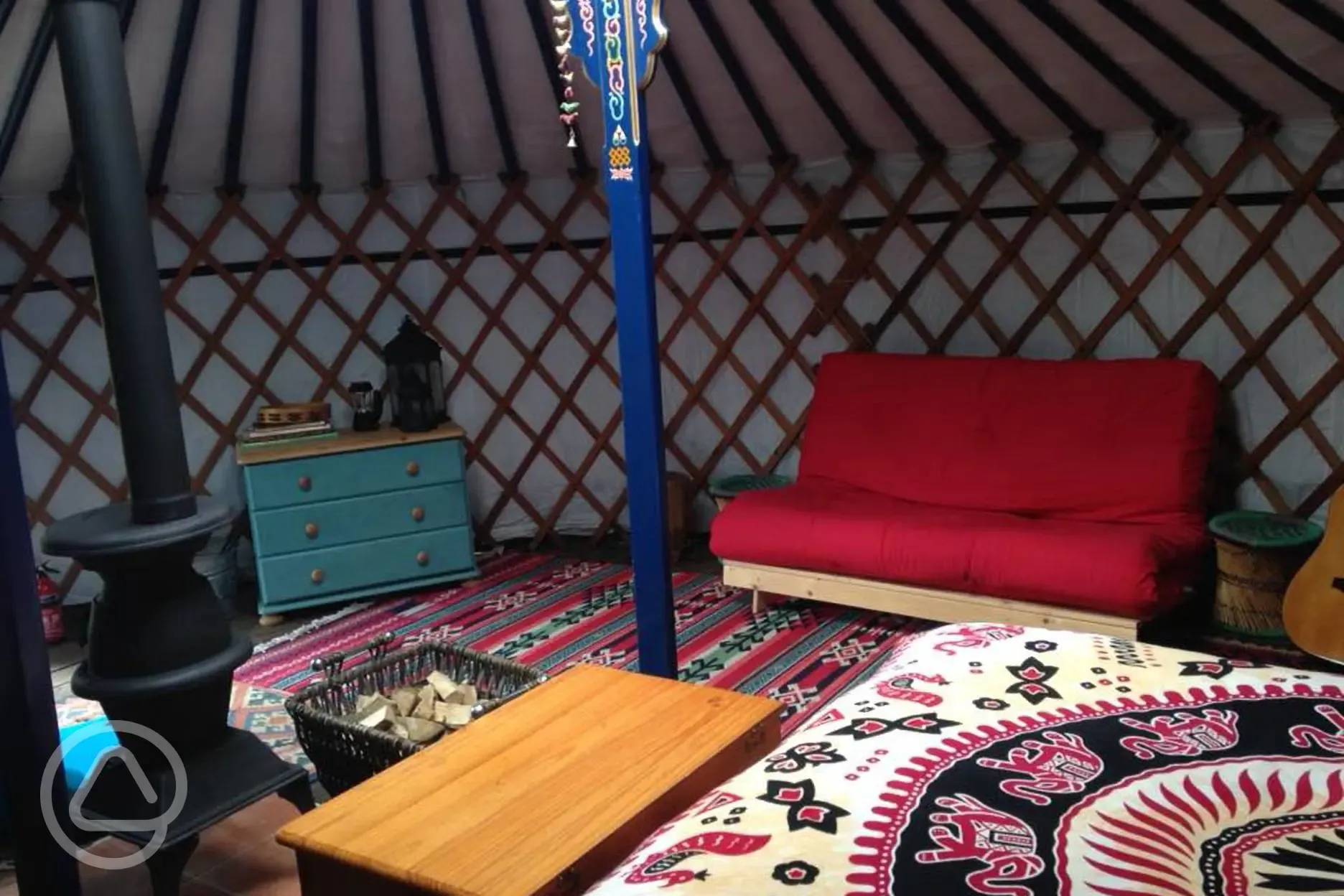 Inside the yurt.