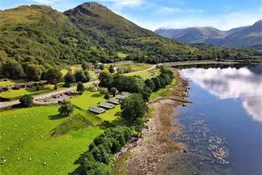 Aerial of the campsite and Loch Creran