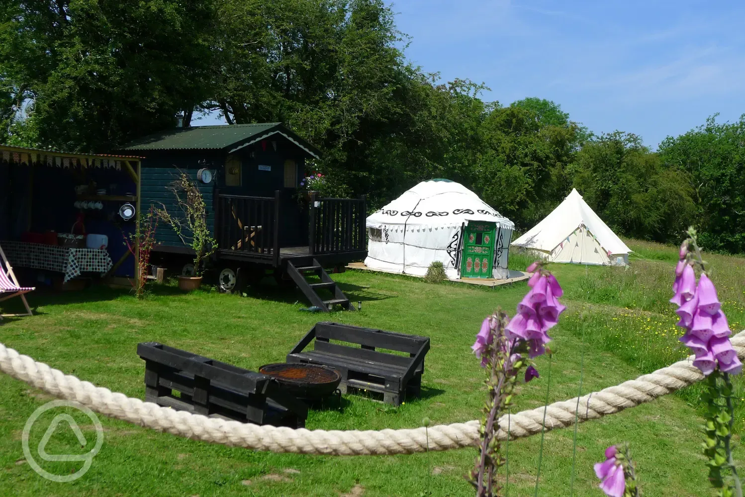 The Bathroom Hut, Yurt and Bell Tent from the Shepherd's Hut