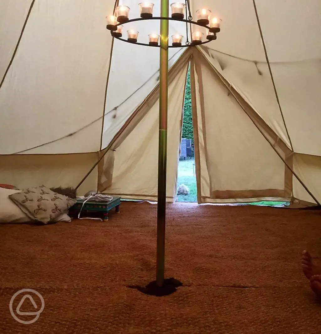 Interior of bell tent Gunthorpe Camping
