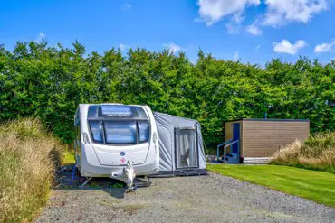 Spacious ensuite premier pitch at Hallsdown Farm Touring Park