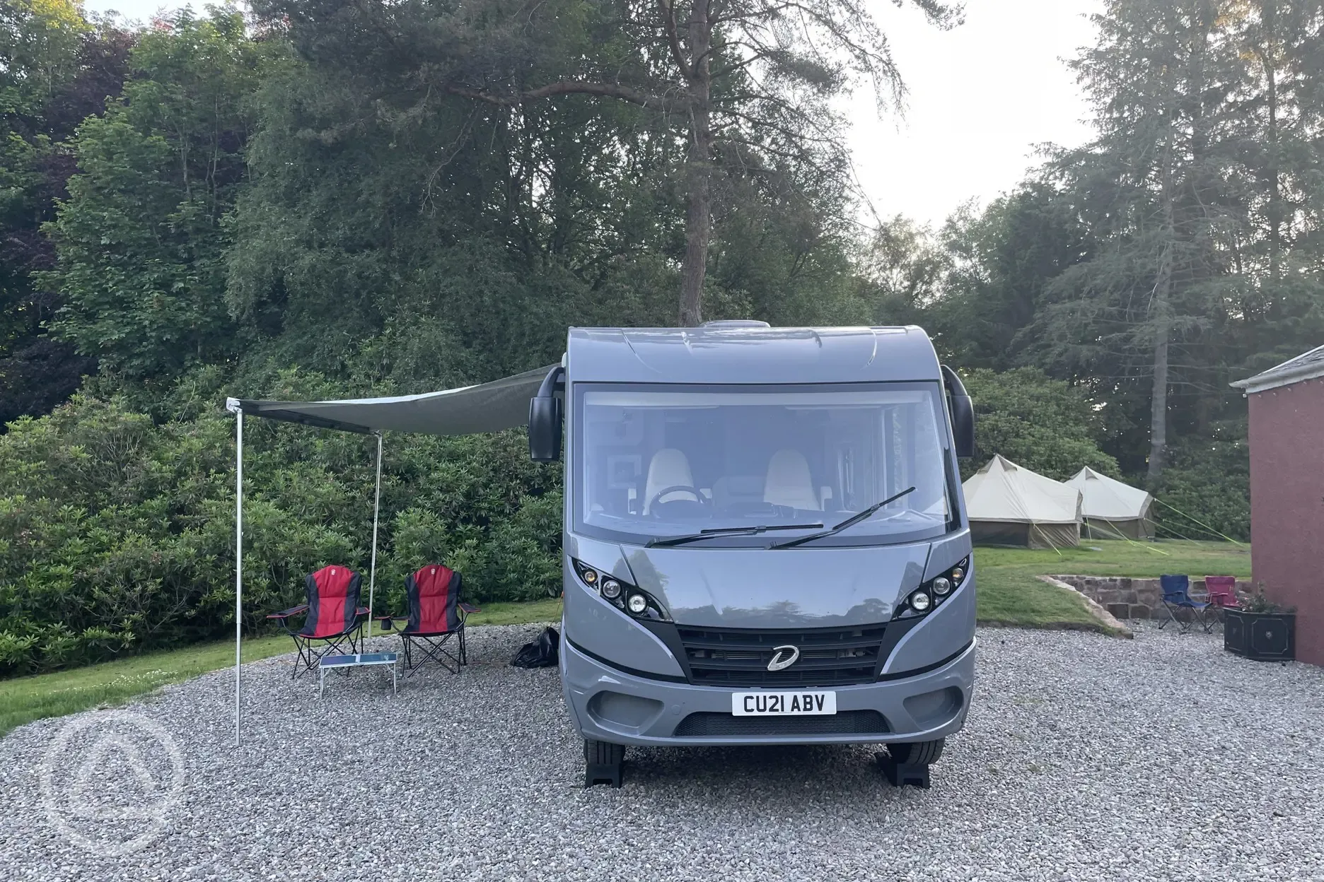 Electric hardstanding pitches with awning space