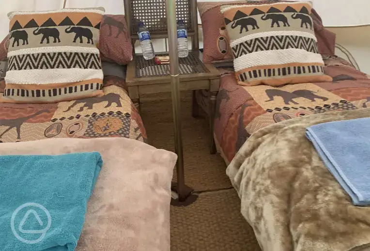 Safari bell tent interior
