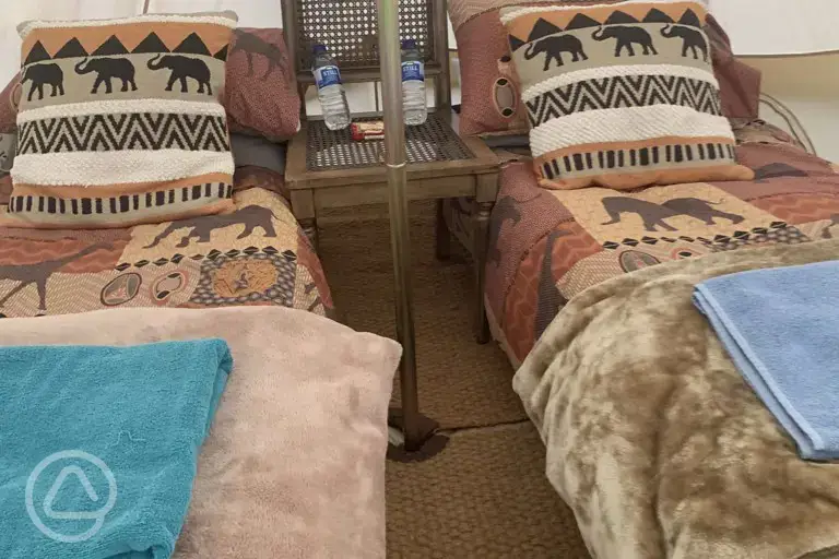Safari bell tent interior