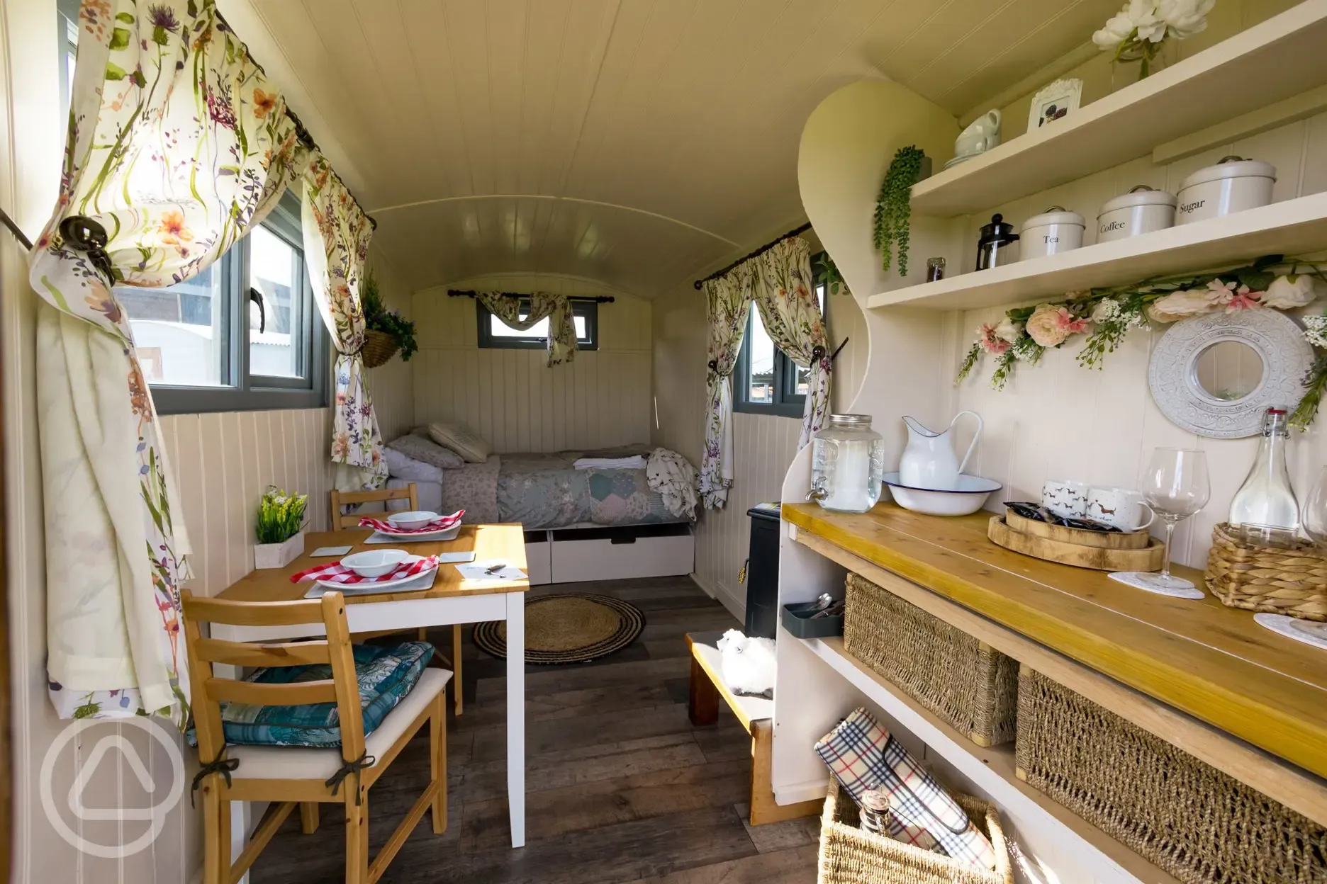 Shepherd hut with peaceful countryside comfort style