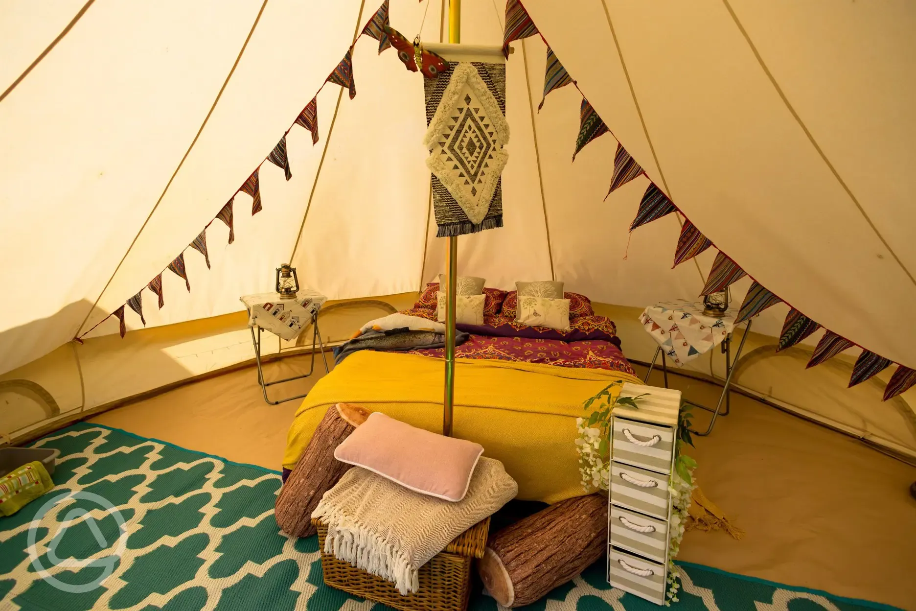 Bell tent Interior- plenty of space for your beach campsite